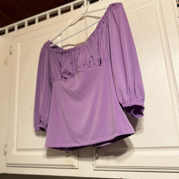 - Chic Nation | Spring Purple Smock Boho Top 3/4 sleeves - Picture 7 of 8